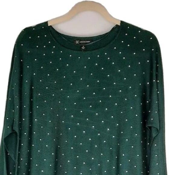 INC Womens M Hunter Forest Green L/S Embellished Shirttail Sweater MSRP $79 NEW - Picture 1 of 6